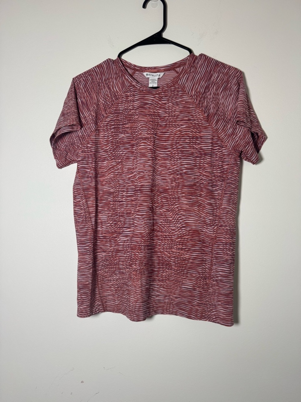 Athleta Printed Athletic Tee Womens Small Workout Running Top Pink